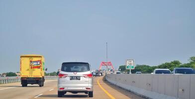 Batang, Indonesia on March 8 2023. The Kalikuto Bridge is the new icon of the Semarang Batang Toll Road. T photo