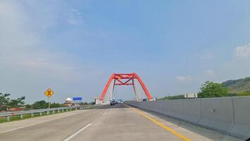 Batang, Indonesia on March 8 2023. The Kalikuto Bridge is the new icon of the Semarang Batang Toll Road. T photo