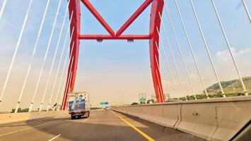Batang, Indonesia on March 8 2023. The Kalikuto Bridge is the new icon of the Semarang Batang Toll Road. T photo