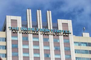 Osaka, Japan on October 1, 2023. Signboard for The Park Front Hotel inside Universal Studio Japan. photo