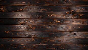 Burnt wooden board, black charcoal wood texture, burned barbecue background photo