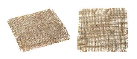 Old burlap fabric napkin isolated on white background photo