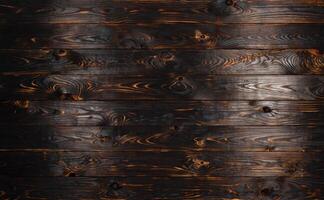 Burnt wooden board, black charcoal wood texture, burned barbecue background photo