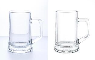 Empty beer mug isolated on white background photo