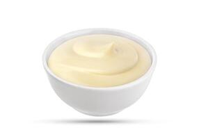 Mayonnaise sauce in bowl isolated on white background with clipping path photo