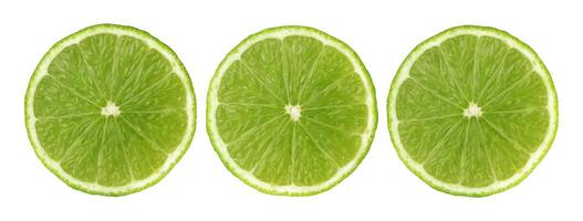 Lime slices isolated on white background with clipping path. Collection photo