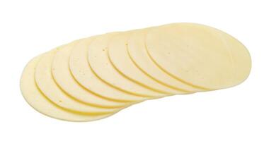 Round sliced cheese isolated on white background photo