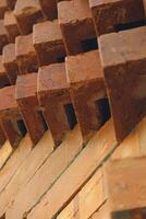 The arrangement of the bricks arranged in such a way forms a very beautiful building wall photo