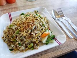 One of the signature dishes from Indonesian restaurants, Nasi Goreng Bebek Cabe Ijo. photo