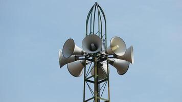 There are several mosque loudspeakers. As a loudspeaker photo