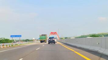 Batang, Indonesia on March 8 2023. The Kalikuto Bridge is the new icon of the Semarang Batang Toll Road. T photo