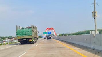 Batang, Indonesia on March 8 2023. The Kalikuto Bridge is the new icon of the Semarang Batang Toll Road. T photo