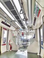 Jakarta, Indonesia on December 7, 2023. Interior of an Indonesian state-owned LRT Light Rail Transit photo