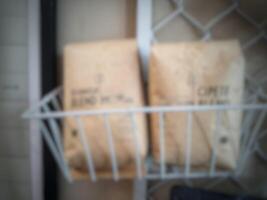 Jakarta, Indonesia on July 7 2022. Blurred defocus photo of the interior of a Fore cafe in Jakarta, simple and with an industrial theme, providing welcome drinks and various other sales