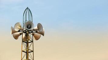 There are several mosque loudspeakers. As a loudspeaker photo