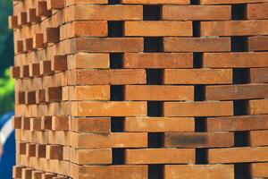 The arrangement of the bricks arranged in such a way forms a very beautiful building wall photo