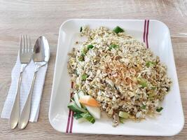 One of the signature dishes from Indonesian restaurants, Nasi Goreng Bebek Cabe Ijo. photo