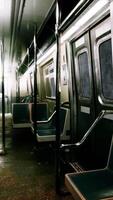 An empty subway car in the metro underground video