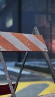 A construction sign sitting on the side of a road video