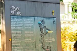 Kuala Lumpur, Malaysia on May 21, 2023. Information board about the River of Life photo