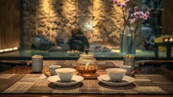 A luxurious spalike setting welcomes guests to enjoy the tranquil effects of different herbal teas on their mind and body photo