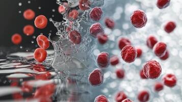 A visual representation of improved flow comparing a sluggish stream of red cells in the before image to a swift and steady stream in the after image. photo