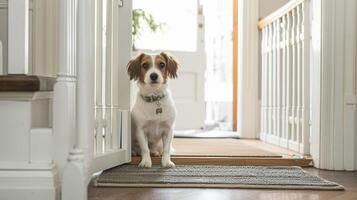 A stylish builtin pet gate that can be easily od or closed to keep your pets in designated areas of the home photo