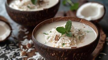 The instructor shares tips for using coconut milk to create a creamy texture in vegan and dairyfree dishes photo