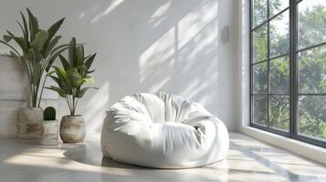 Blank mockup of a giant bean bag perfect for extra seating or a statement piece in a large living room. photo