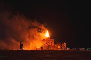 Night Desert Festival Burning Art Structure Ceremony photo