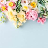 Colorful flowers and beautiful floral banner image for Mother's Day, Women's Day, flower blossom, romantic, Wedding and Valentine's Day photo