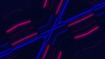 Trendy gaming background with glowing red and blue neon light beams. Stylish futuristic tech animation. video