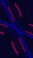 verticale - branché jeu Contexte avec embrasé rouge et bleu néon lumière poutres. élégant futuriste technologie animation. video