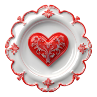 3D Rendering of a Love Heart in a Plate on Transparent Background png