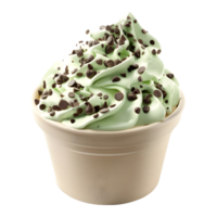 3D Rendering of a Green Mint Ice Cream in a Cup on Transparent Background png