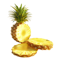 3d representación de un piña rebanadas en transparente antecedentes png