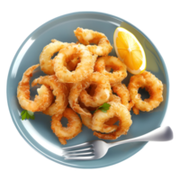 3D Rendering of a Fried Onions Rings in a Plate on Transparent Background png