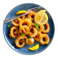 3D Rendering of a Fried Onions Rings in a Plate on Transparent Background png