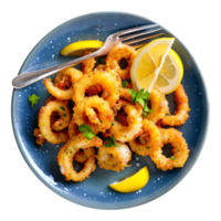 3D Rendering of a Fried Onions Rings in a Plate on Transparent Background png