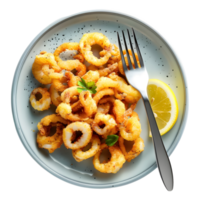 3D Rendering of a Fried Onions Rings in a Plate on Transparent Background png