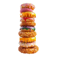 3d renderen van een donuts en klompjes stack Aan transparant achtergrond png