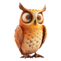 3d le rendu de une hibou avec gros yeux sur transparent Contexte png