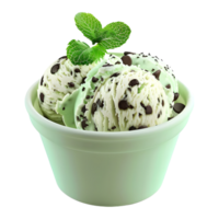 3D Rendering of a Green Mint Ice Cream in a Cup on Transparent Background png