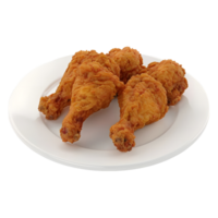 3D Rendering of a Chicken Leg Pieces Fried in a Plate on Transparent Background png