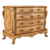 3D Rendering of a Wooden Drawer Table on Transparent Background png