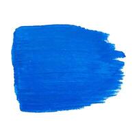 Acrylic blue texture brush stroke hand drawing, isolated on white background. photo