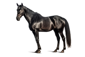 Elegant black horse on a transparent background for decorating projects. png