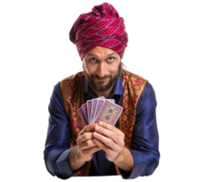 Person with cards dressed as a fortune teller png