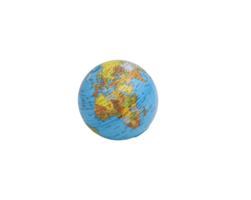Modell- von das Welt Lügen auf es ist Seite, Globus oder Erde isoliert mit Nein Hintergrund. Afrika, Europa, Indien, Truthahn, Iran, Irak. horizontal. zum Text. png