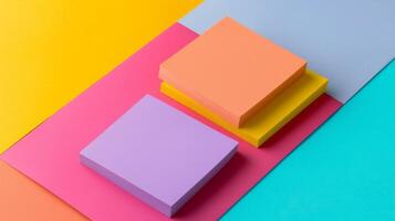 Blank mockup of a blank sticky note with a mock logo design and color swatches. photo